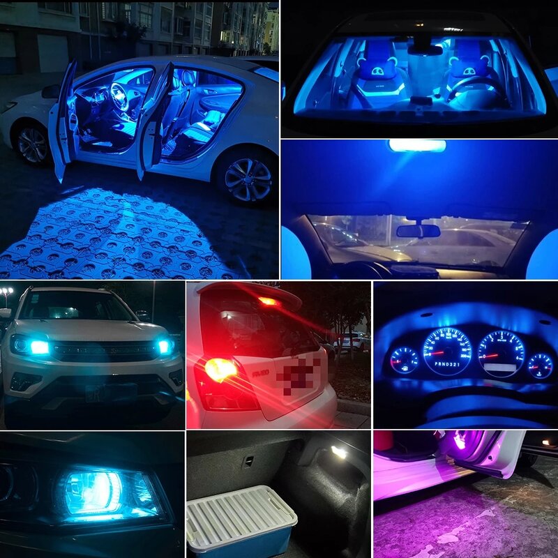 자동차 LED 캔버스 유리 COB 6000k 독서 돔 램프 마커, 웨지 라이센스 플레이트 전구, 168 194 192 DC 12V 화이트 블루 레드, T10 W5W