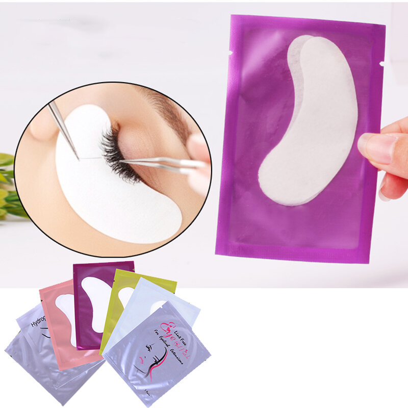 50 Paar Patches für die Wimpern verlängerung unter den Augen pads Papier patches rosa fussel freie Aufkleber für falsche Wimpern Werkzeug zufällige Farbe