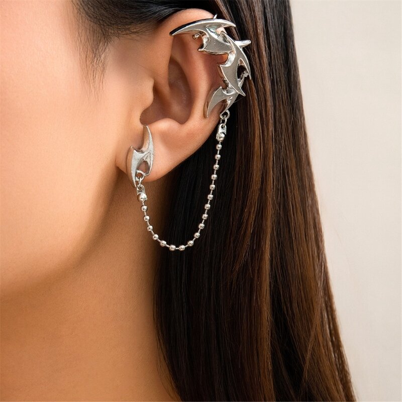 Pendientes elegantes con Clip cadena, sin oreja perforada, cartílago, Clip oreja con flecos femeninos 264E