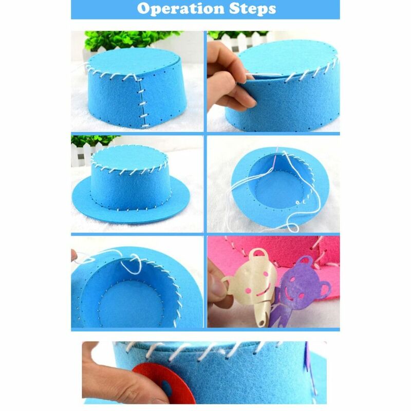 Topi tenun anak-anak DIY mainan topi hewan kreatif 3D buatan tangan jahit Eva topi seni kerajinan belajar benang hadiah