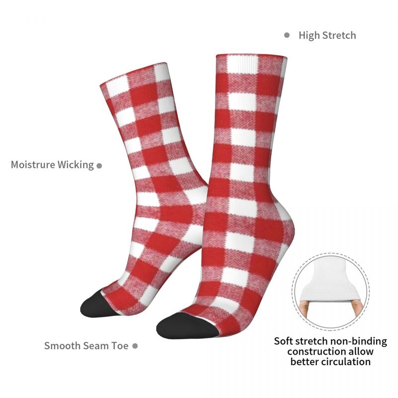 Красно-белые клетчатые носки Harajuku высококачественные чулки всесезонные длинные носки аксессуары для подарка унисекс