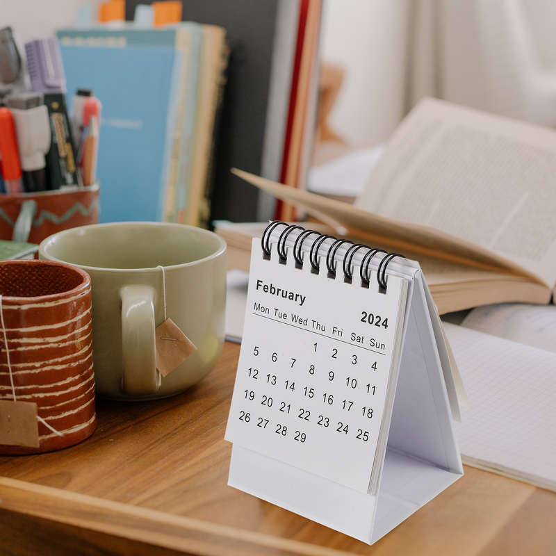 Mini Desk Calendar para Home Office, Desktop Decor, Tabletop Table, Standing Daily Paper Ornaments