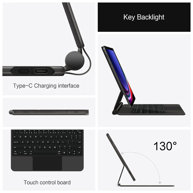 Folio Magic Keyboard For Samsung Galaxy Tab S7 S8 S9 11" S9 FE 10.9" Tablet Smart Case Portuguese Spanish Korean keyboard cover