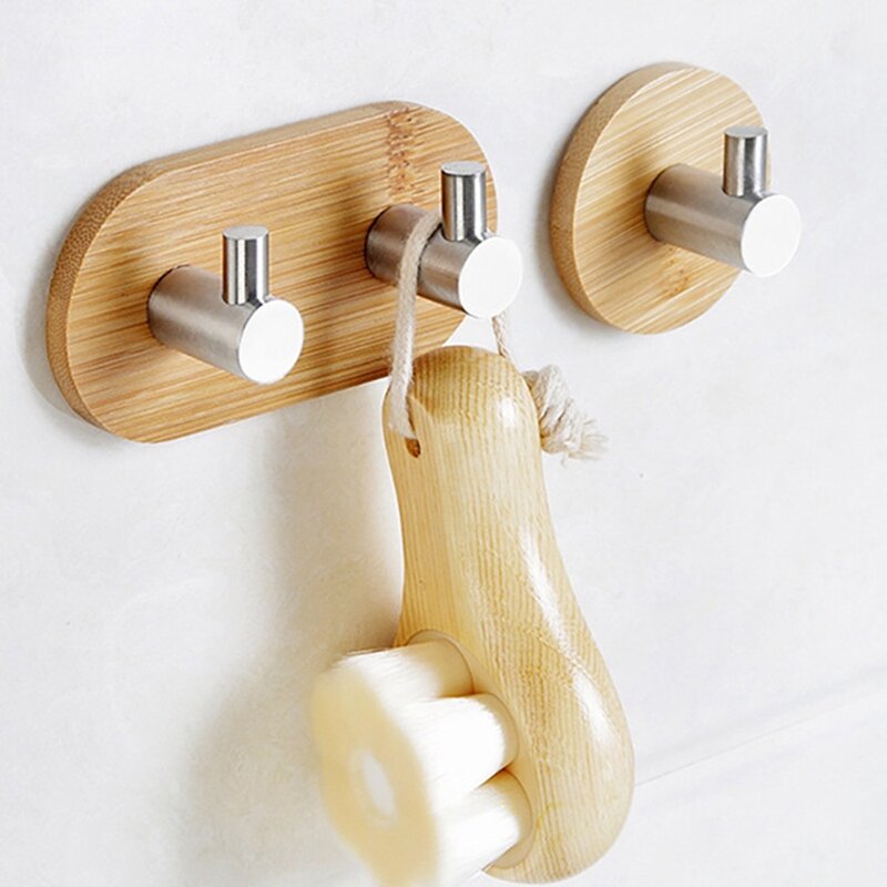 Bambus ze hak ze stali nierdzewnej torba na ubrania słuchawki wieszak na klucze kuchnia drzwi do łazienki ręcznik rroku półka