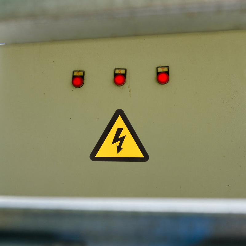 Tofficu etiqueta amarilla de alto voltaje, pegatina de vinilo de peligro de descarga eléctrica, desconexión de energía antes