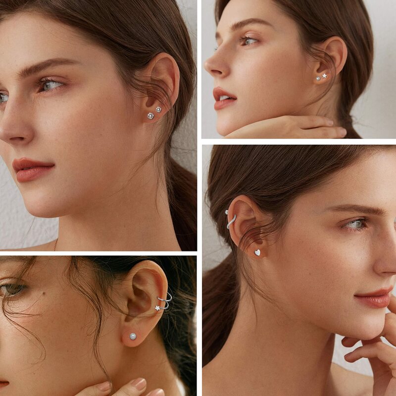 Orecchini di cartilagine Drperfect per le donne orecchini chirurgici in acciaio inossidabile con retro a sfera Stud Labret Conch Helix Ear Piercing Jewelry