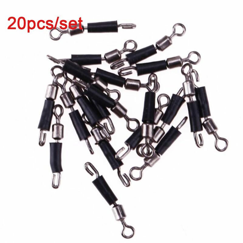 20Pcs/lot High Quality Tackle Accessories New Fast Link Rolling Connector Line clip  8 Word Ring Fishing Swivels Snap