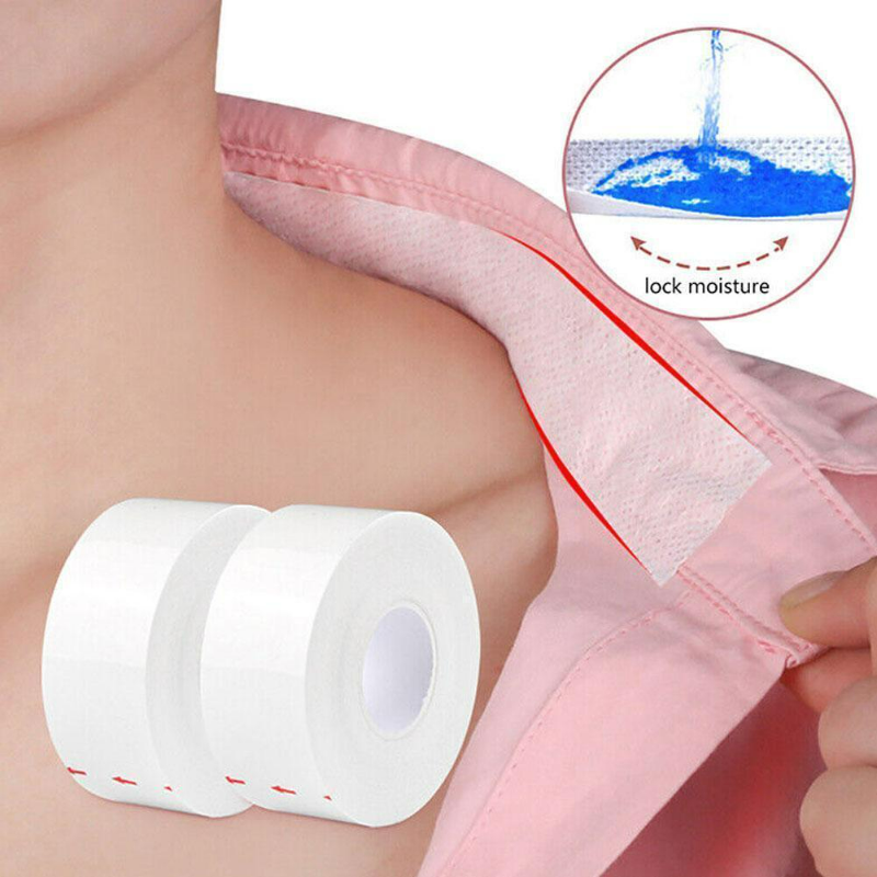 8m Collar Sweat Absorbing Pad Disposable Self-Adhesive Breathable Sweat Pads White T-shirt Neck Collar Hat Absorbent Sticker