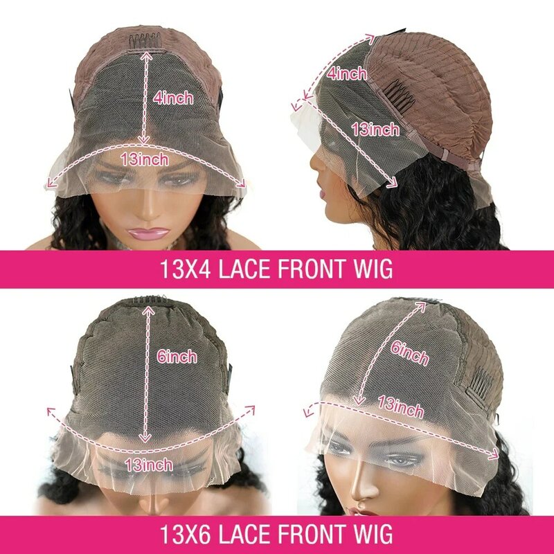 Wig rambut manusia depan renda keriting 36 inci untuk wanita hitam Wig renda depan sebelum dipetik rambut Brasil 13x4 Wig Frontal gelombang dalam 13x6 Hd