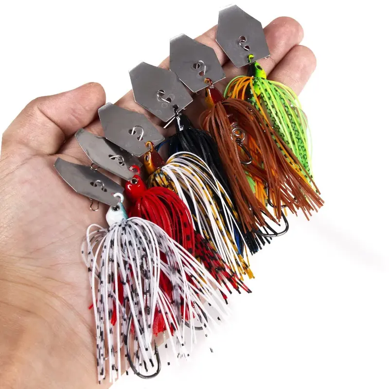 Iscas de pesca de lâmina de metal, Artificial Wobbler, Buzzbait com saia de borracha, Jigging Lure, 100mm, 11g, 1Pc