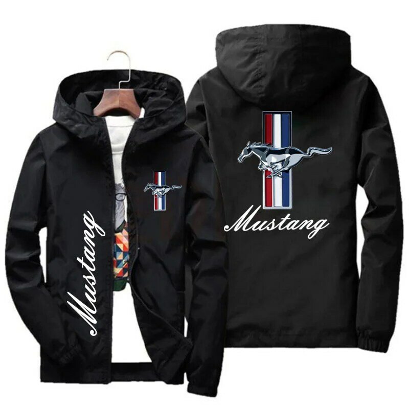 Primavera e autunno Ford Mustang Car Logo Print giacca con cappuccio Fashion Charge Jacket giacca a vento abbigliamento Casual da uomo all'aperto