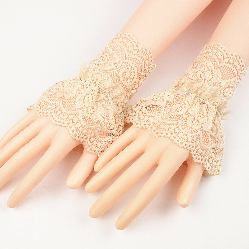 Newest Lace Mesh Hollowed-out Crochet False Sleeve Cuff Elbow Sleeve Fake Sleeve Detachable Flare Cuff Hand Sleeve Decoration