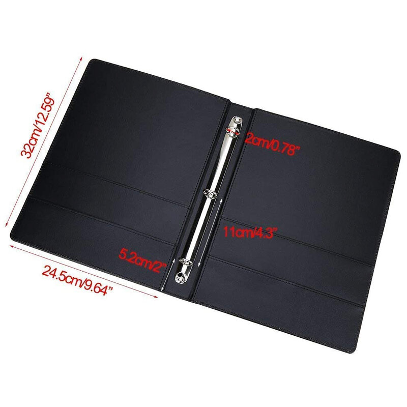 A4 PU Leather 3 Rings Binder File Folder Travel Document Portfolios Fashion Style Business Office Supplies 3 Ring Manager Folder
