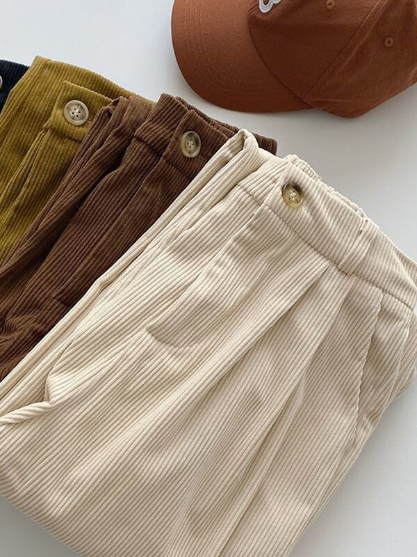 Pantaloni di velluto a coste Vintage a vita alta pantaloni classici larghi larghi da donna moda coreana tutti abbinati tute Streetwear abbigliamento