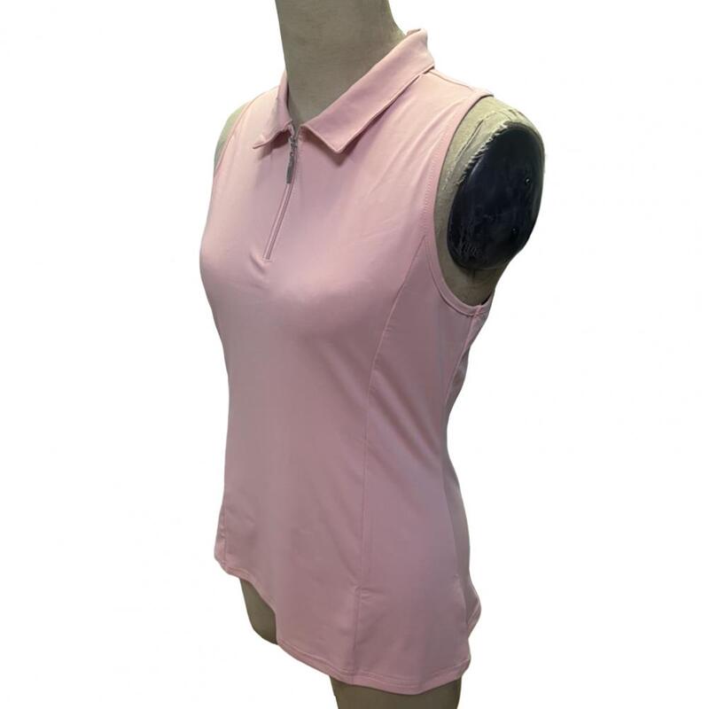 เสื้อกั๊กกอล์ฟผู้หญิงเสื้อกล้ามเล่นกอล์ฟแขนกุดมีซิปคอเสื้อเสื้อแห้งเร็วเสื้อกีฬา racerback สำหรับออกกำลังกาย