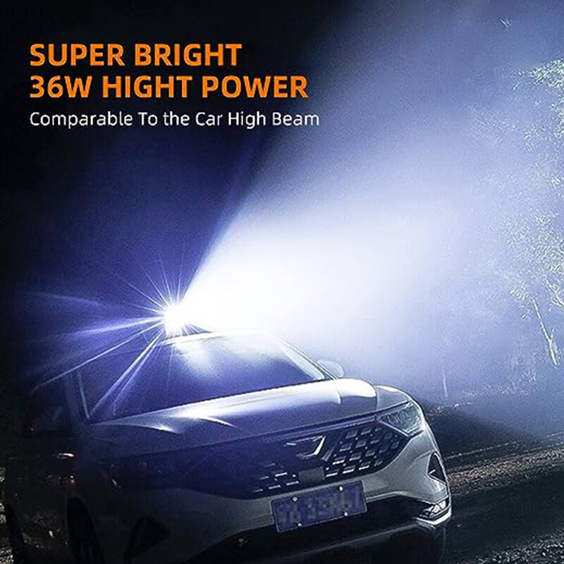 36W High Power LED Waterproof Flashlight Torch With Wick 26650 Battery Powerful 5000LM Indicator USB-C Tactical Hunting Lights