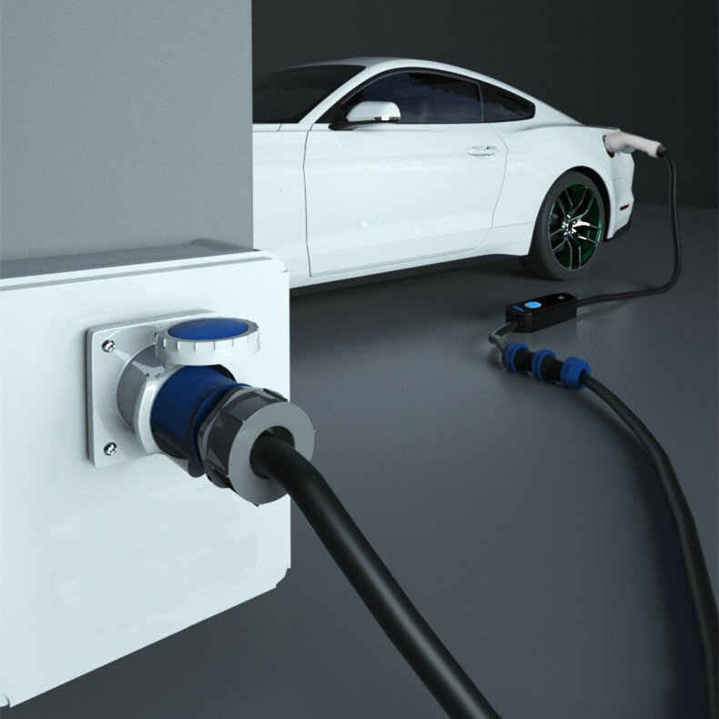 Cargador Ev de corriente ajustable para vehículo eléctrico, dispositivo portátil con pantalla, 16A, CA, 3,5 kW, EVSE, tipo 2, IEC62196, tipo 1, J1772
