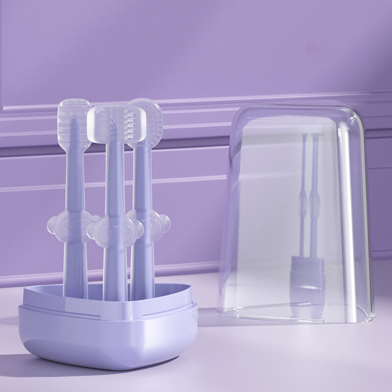 Brosse à dents en silicone en forme de langue pour bébé, brosse à dents à feuilles caduques pour bébé, livres de revêtement de langue, 0-18