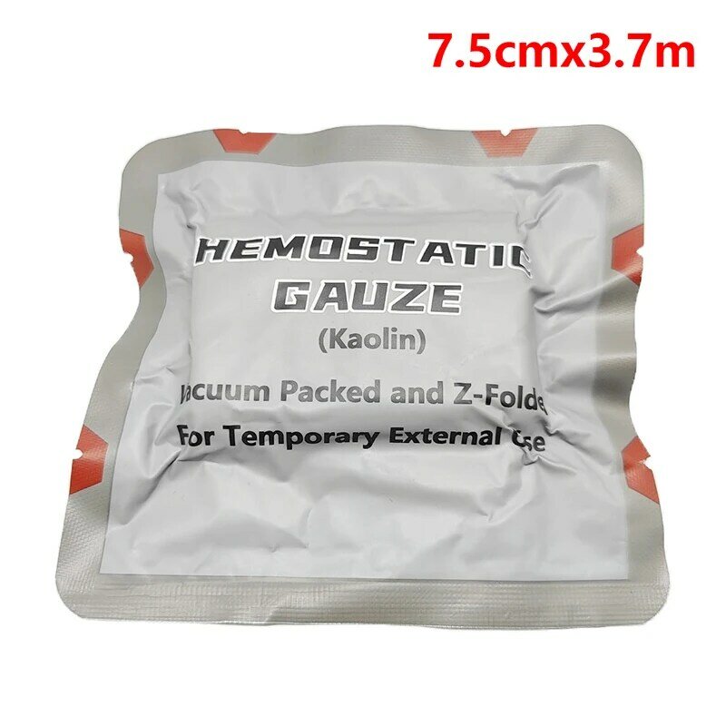 Gaze hemostática caulim para trauma, Z-Fold, solúvel para Ifak, kit de primeiros socorros militar tático, curativo médico para ferida