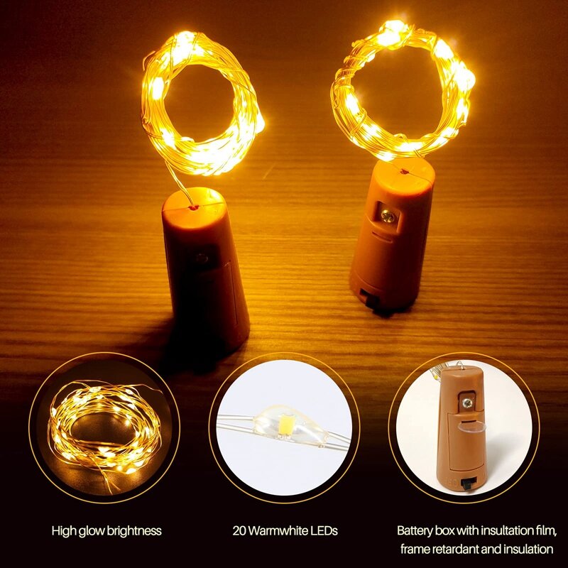 10 PCS Wine Bottle Lights Decorative Cork Crafts Lights For DIY Bottle Weddings Party Birthday Decor