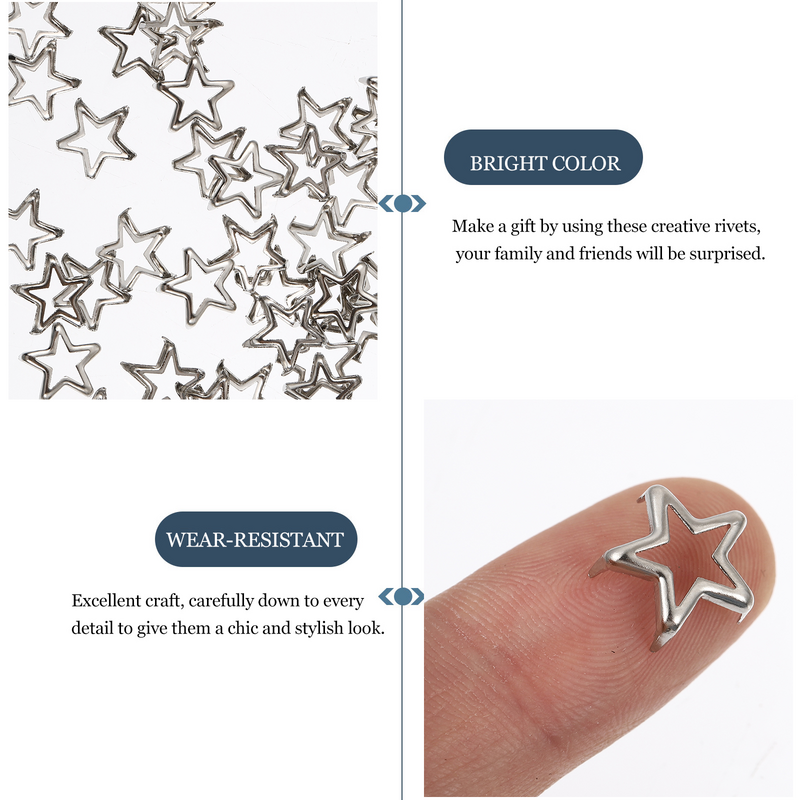 50 Pcs Five Claw Nail Jeans Handmade Rivets Star Shape Cloth Accessories DIY Material Metal Decorative Studs Luggage