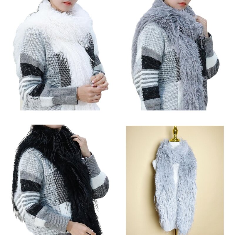 Женская модная длинная шаль, зимний теплый пушистый плюшевый длинный шарф, винтажный сплошной цвет, нечеткие шарфы, теплые шарфы