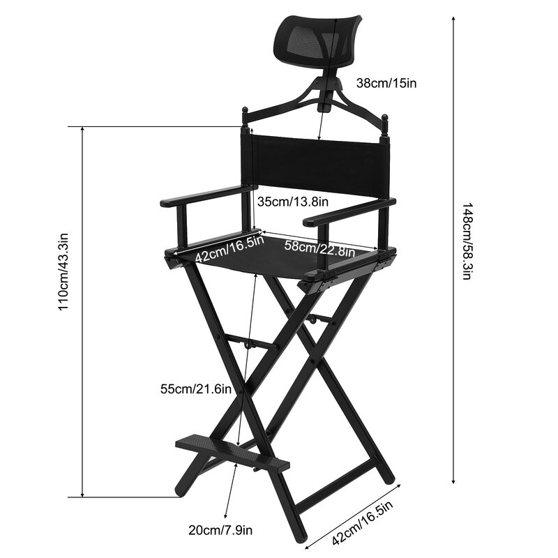 Silla de Director alto para maquillaje, taburete plegable para artista, soporte en forma de X, EE. UU.