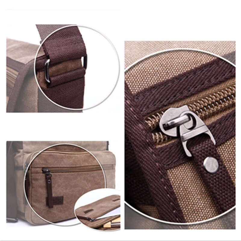 Canvas Messenger Satchel Bags Buckle Casual Portable Shoulder Bag  Briefcase Travel Bags Korean Trend Simple Pack For Men