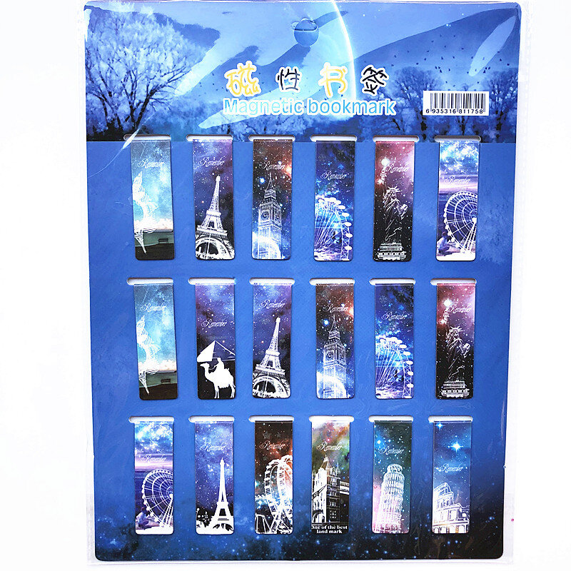 18 Pcs/Set Cat Tower Magnet Magnetic Bookmarks Cute Magnet Page Markers Page Clips Bookmark for Student Office Reading