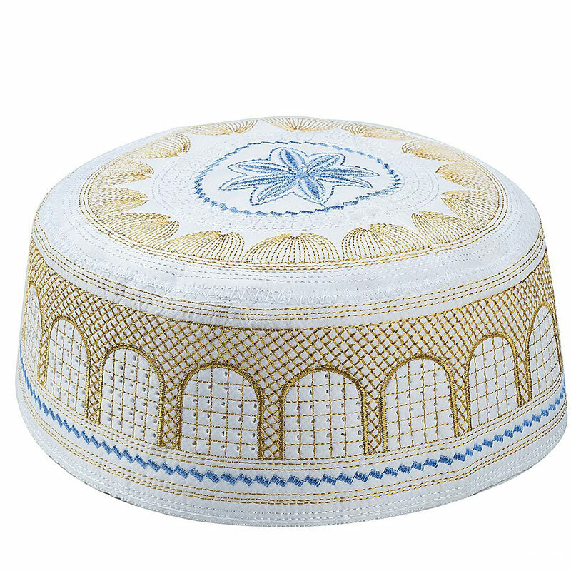 1Pc Arab Men Prayer Hat Islam Jewish Cotton Embroidery Musliman Turban Muslim Hats Man Hijab Bonnet India Caps Saudi Arabian