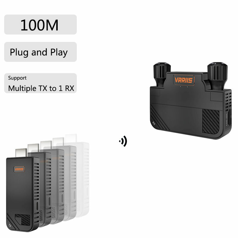 Receptor transmisor inalámbrico compatible con HDMI, proyector compatible con Multi a uno, 100M, ordenadores, teléfono móvil para reuniones