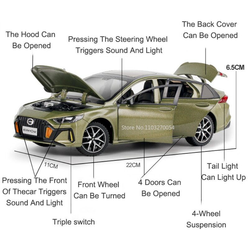 EMPOW-modelos de coches de aleación coupé 55, juguetes fundidos a presión, simulación de luz de sonido, 6 puertas, se pueden abrir, vehículos extraíbles, regalos para niños, 1:24