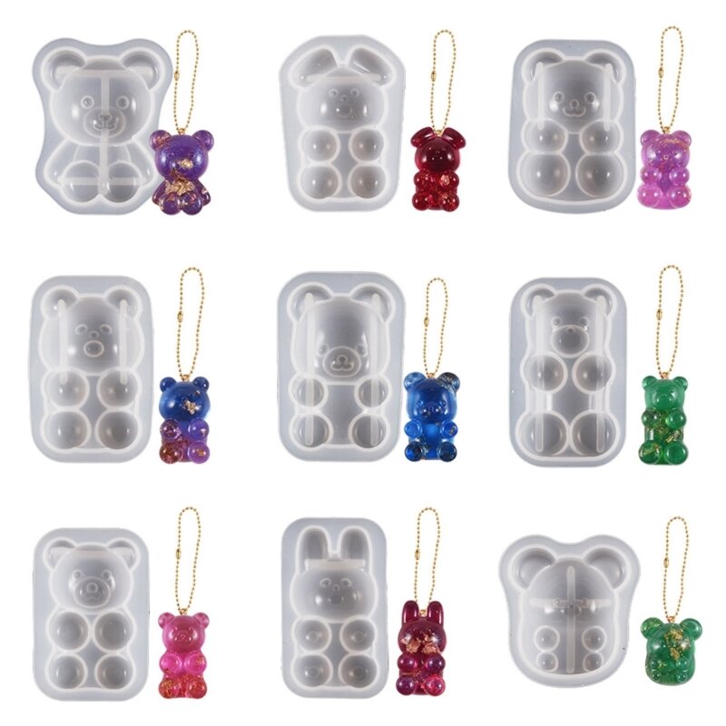 Moldes silicone animais 3d, moldes fundição resina epóxi, moldes urso semidimensionais para artesanato joias,