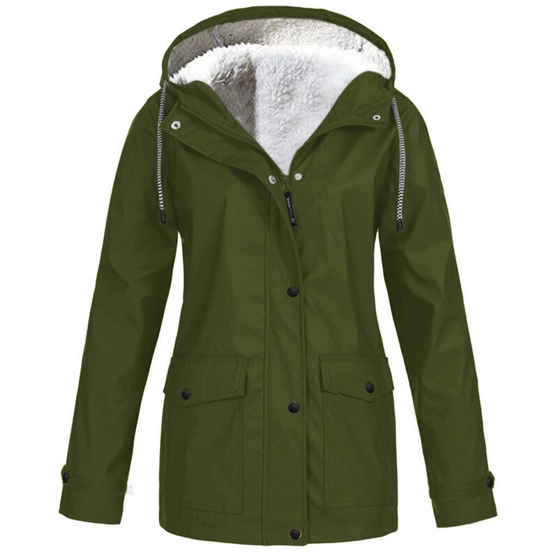 Giacca da donna calda giacca a vento impermeabile invernale cappotto con cappuccio giacche da snowboard, verde XL
