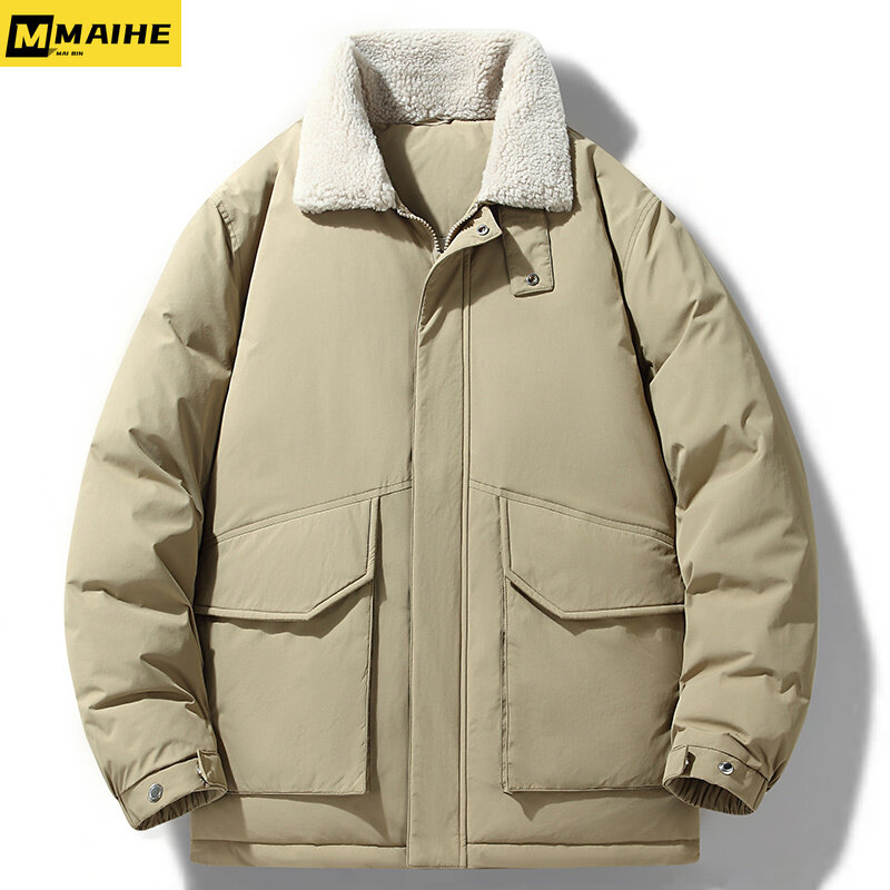 Winter Men's Jacket Fashionable Loose Collar Short Top With White Duck Down Filling For Warmth Outdoor Hiking Jacket 2023