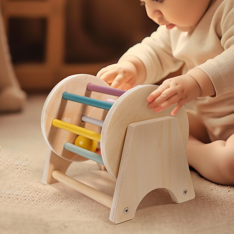 Baby Montessori Holz Spinn trommel Säugling frühe Bildung für 1 bis 3-jährige 0ld Jungen Mädchen Kleinkinder Entwicklungs weihnachts geschenk