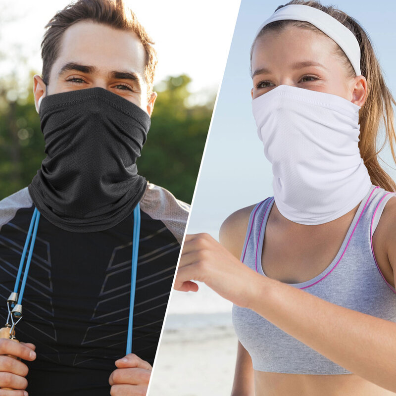 Summer Breathable Cool Mesh Bandana Hiking Hunting Cycling Running Tube Scarf Ski Sports Neck Warmer Half Face Mask Men Women