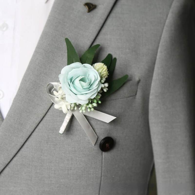 Ramillete de muñeca con flores artificiales, ramillete de rosa, accesorios de boda para padrino de boda, dama de honor, nuevo