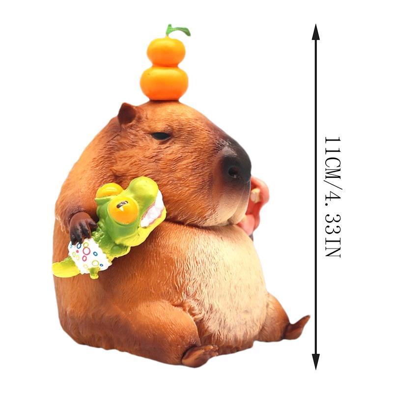 Cute Animal Statues Model Capybara Sculpture PVC Hand Painted Model Toy Craft Statue Ornament For Kids Car Dashboard Desk Decor