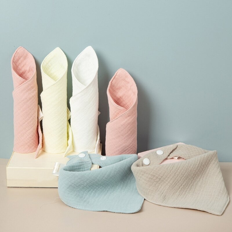 Warna Solid Burp Cloth Snap Button Feeding Oto untuk Perlengkapan Bayi Balita 0-12M