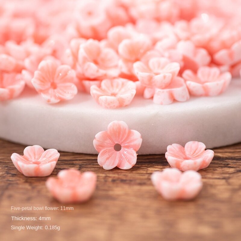 10 шт., бусины из смолы в виде розовых цветов, 11 мм, 14 мм