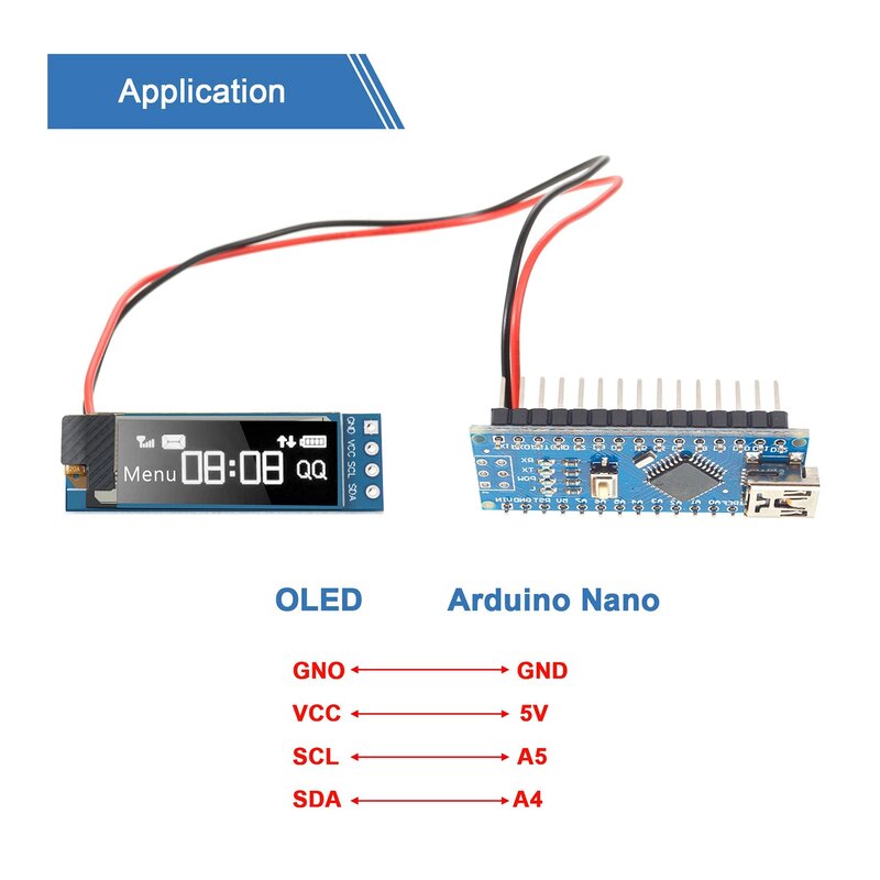 5 buah modul tampilan I2C 0.91 inci modul tampilan OLED I2C Driver layar OLED I2C DC 3.3V-5V (cahaya putih)