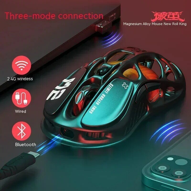 Gravastar Bluetooth Wireless Gaming Mouse, Esports, Liga de magnésio, baixa latência, Receptor 4K Paw3995, Modo 3, M1