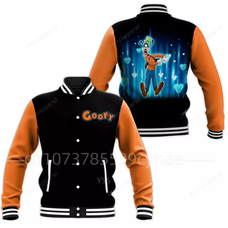 Бейсбольная куртка Goofy для мужчин и женщин, уличная одежда в стиле хип-хоп, свободная куртка в стиле Харадзюку, униформа Диснея для мальчиков и девочек