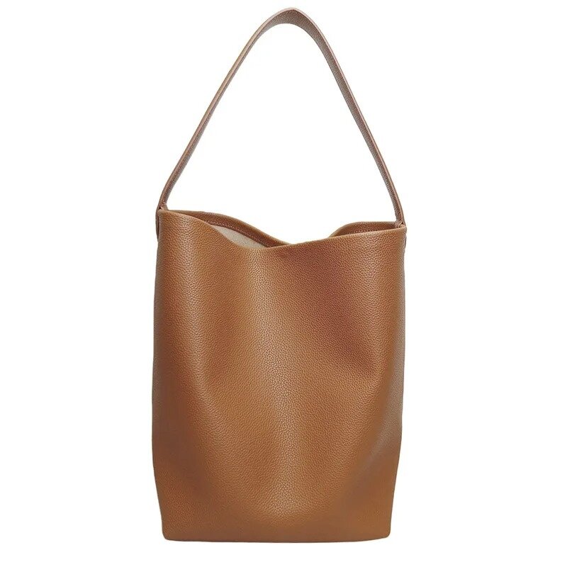 Lychee Patterned PU Bucket Bag for Women Simple Large Capacity Tote Bag Versatile Open Pocket Shoulder Bags 3697