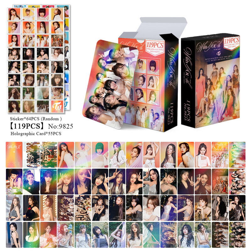Kpop-USアルバムカード,ファンコレクション,ファンの写真,chaYON,momo,mina,2つの面と13のミニカードのセット,1箱あたり119枚
