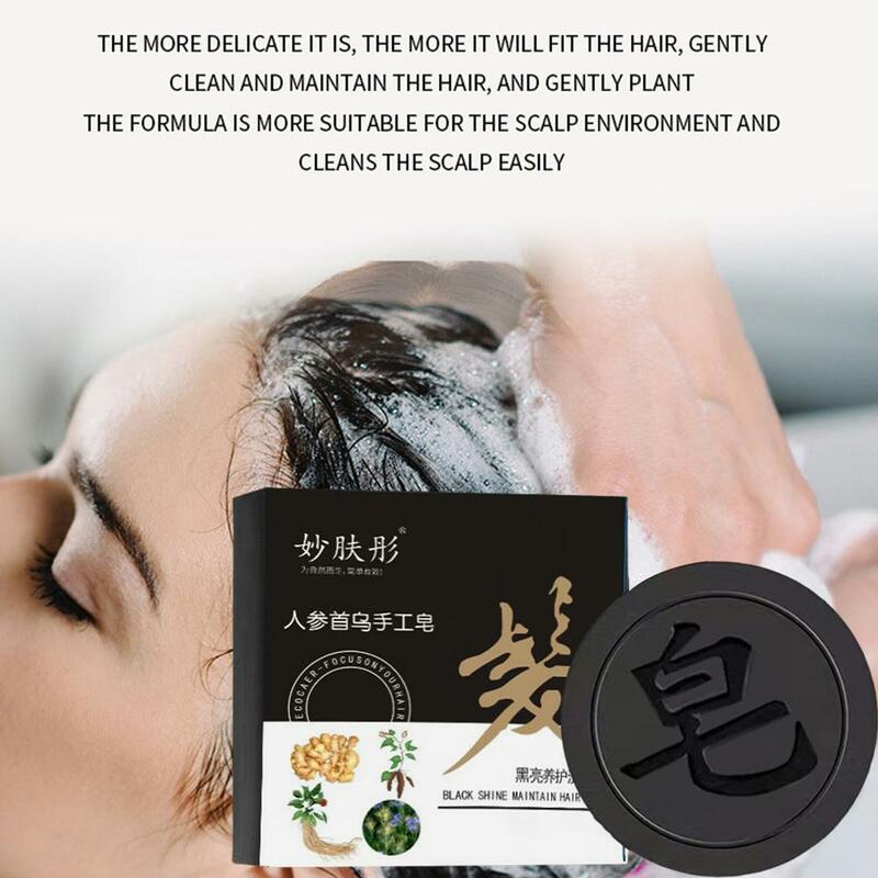 Anti Hair Loss Shampoo Sabonete para Mulheres e Homens, Escurecimento Do Cabelo, Jabon Blanqueador, Cuidado Do Cabelo, E8O5, He Shou Wu