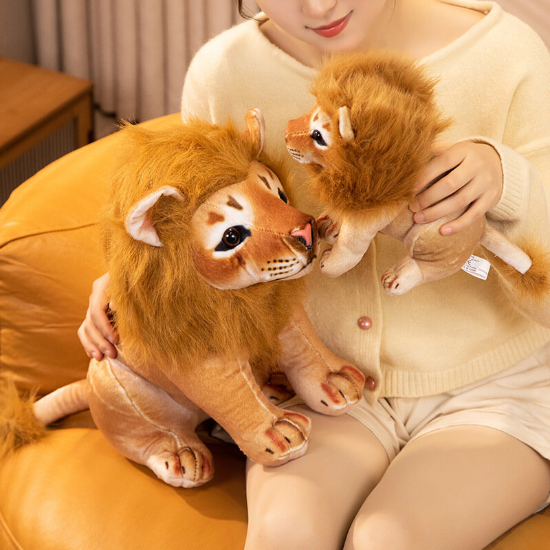 King of Grassland Lion Plush Toys para crianças, bonecos de pelúcia fofos, simulação masculina, realista, panthera, leão, decoração do quarto, prenda de aniversário, 22 cm, 40cm