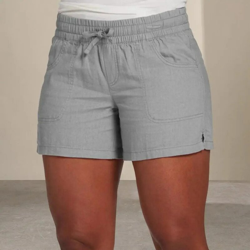 Pantalones cortos de verano para mujer, Shorts elásticos con cordón, cintura alta, ajustados, Color sólido, con bolsillo, ropa deportiva