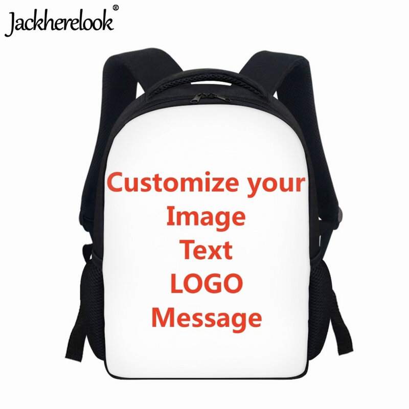 Jackherelook 12 Polegada saco de escola das crianças personalizar imagem/logotipo do jardim de infância schoolbag crianças meninos meninas saco de livro mochila de moda